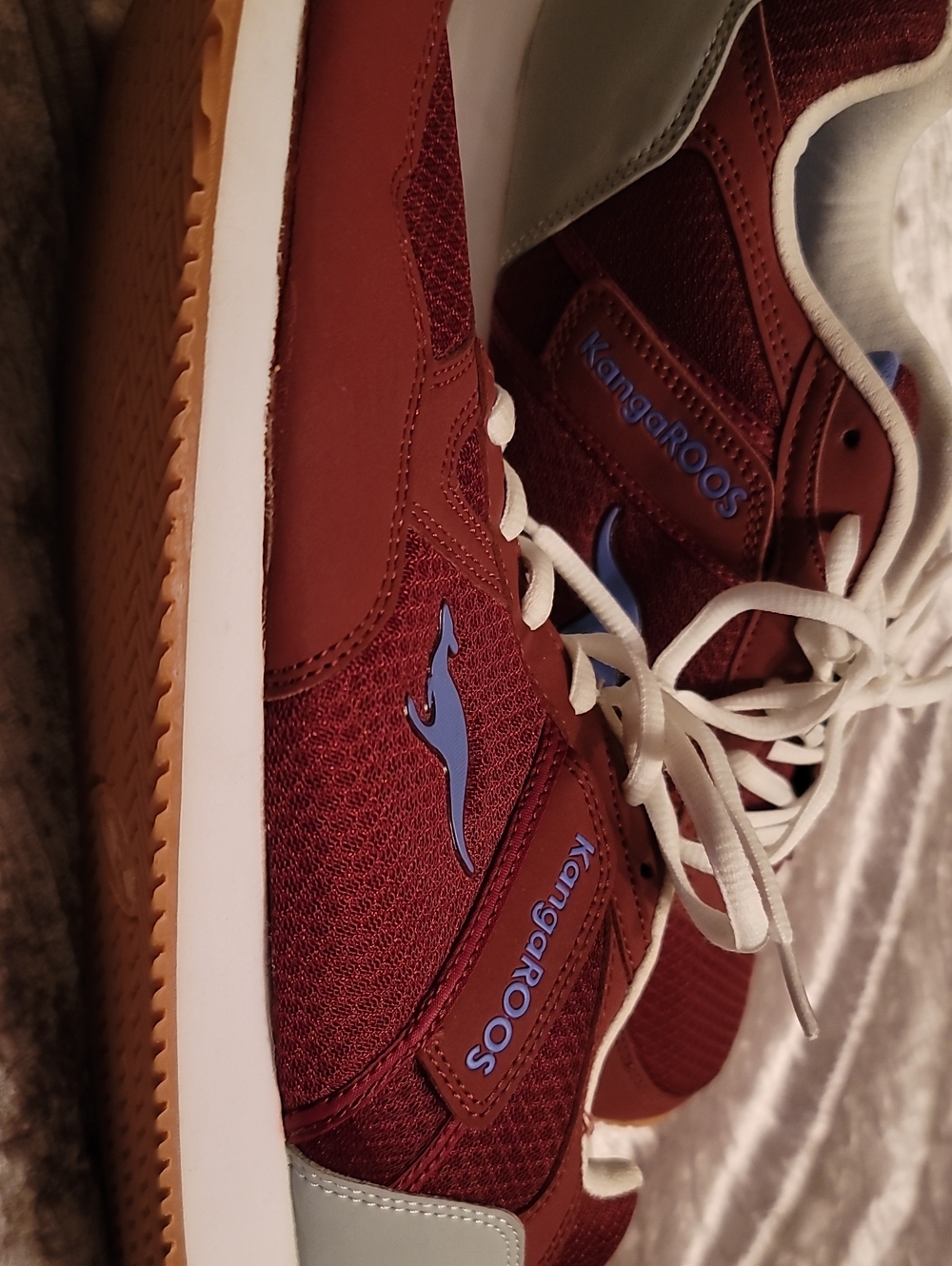 kangaROOS Men's 12 Maroon Sneakers with Blue Roo Logo Secret Zip Compartment